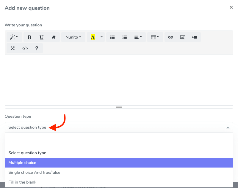 Academy Selecting Question Type 1