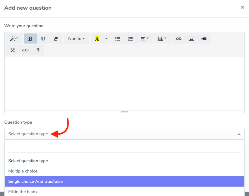 Academy Selecting Question Type 2