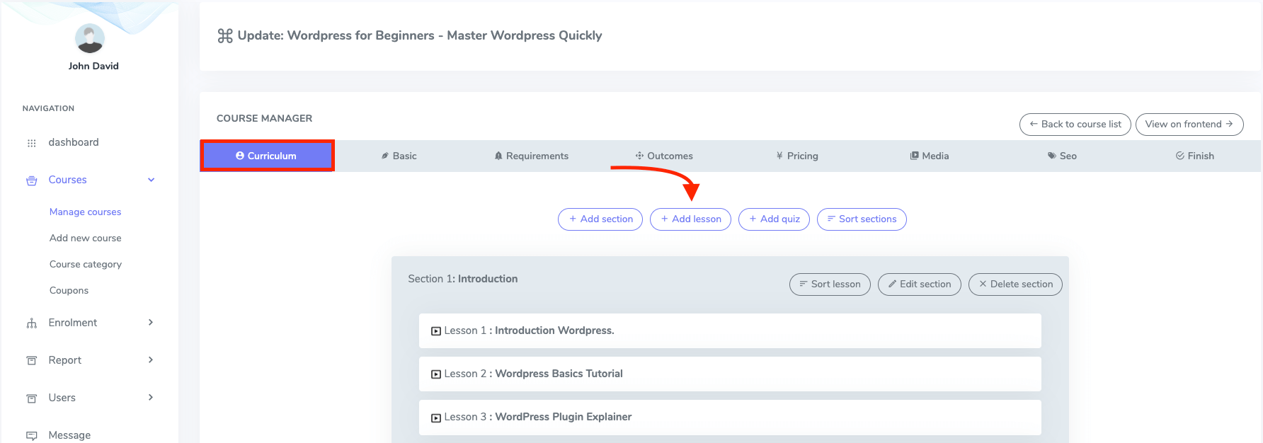 Intro Of Creating Lesson Admin Two