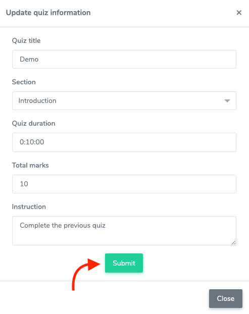 Updating Quiz Admin Academy