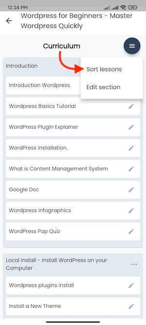 Sorting Lesson Academy Instructors Mobile App