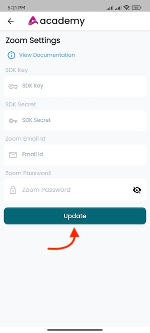Updating Zoom Settings Academy Instructors Mobile App