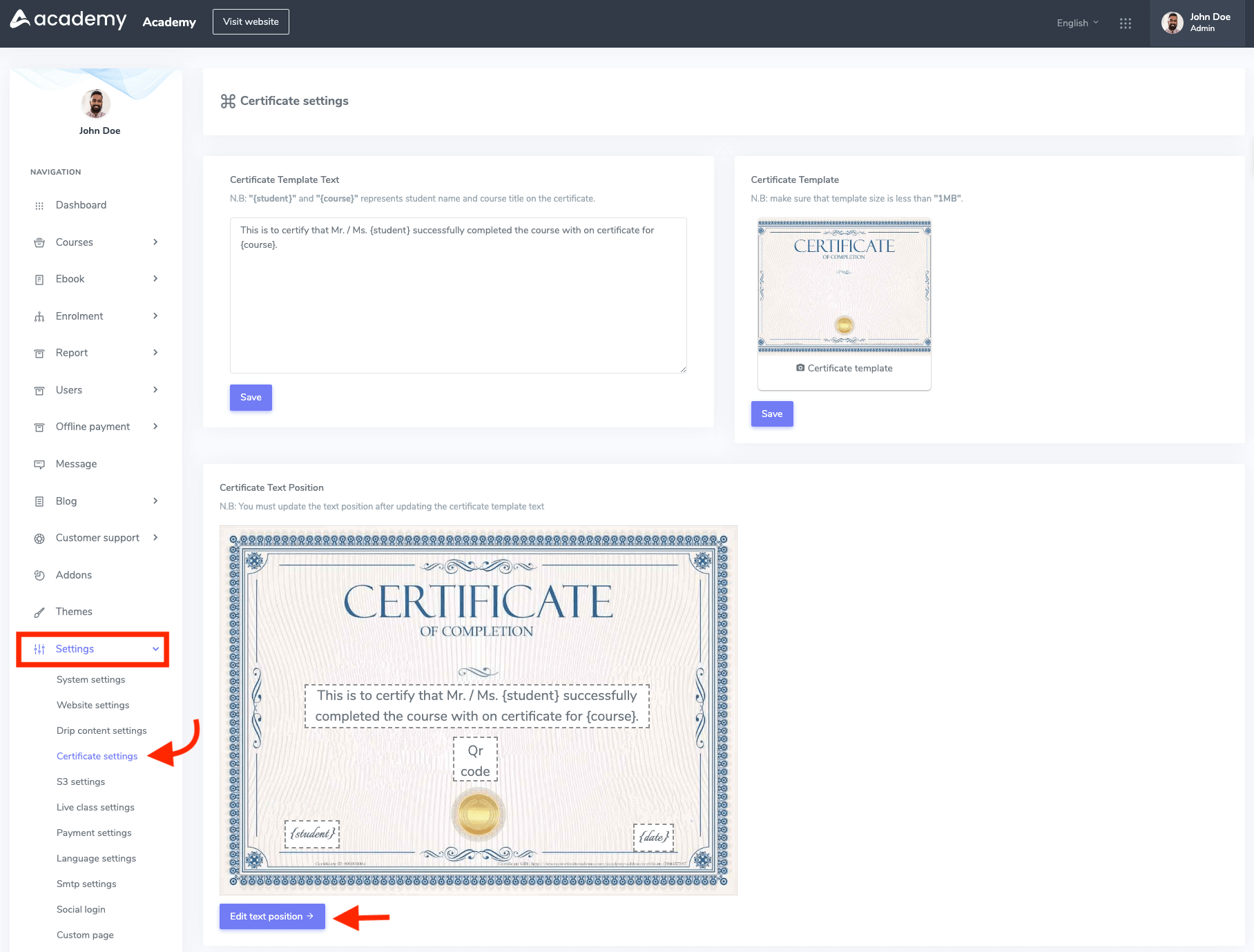 Certificate Addon Academy