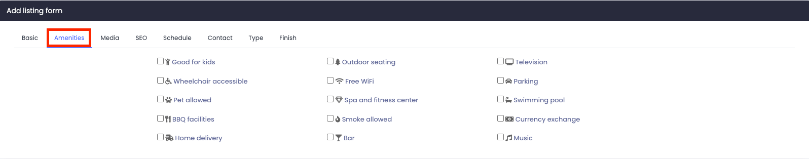 Atlas Customer Amenities Form