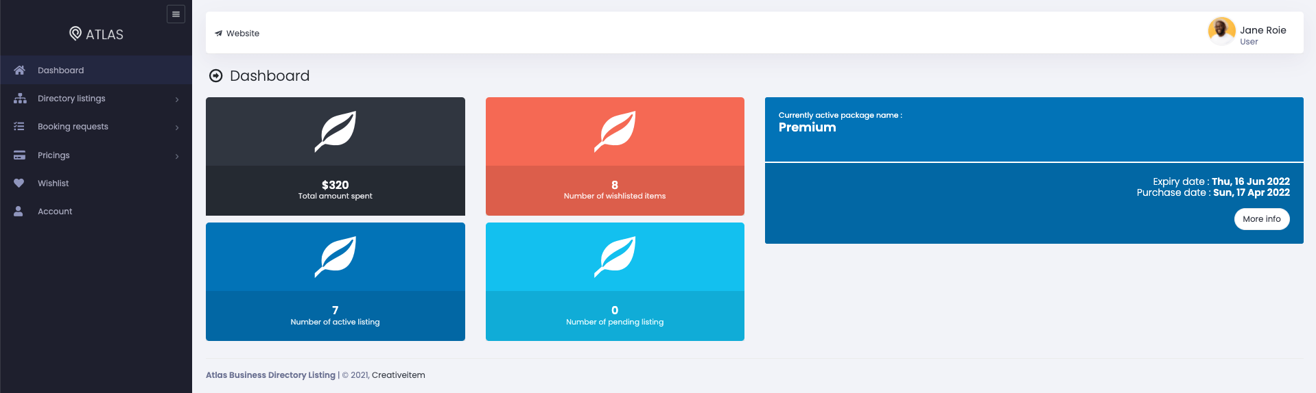 Atlas Customer Dashboard