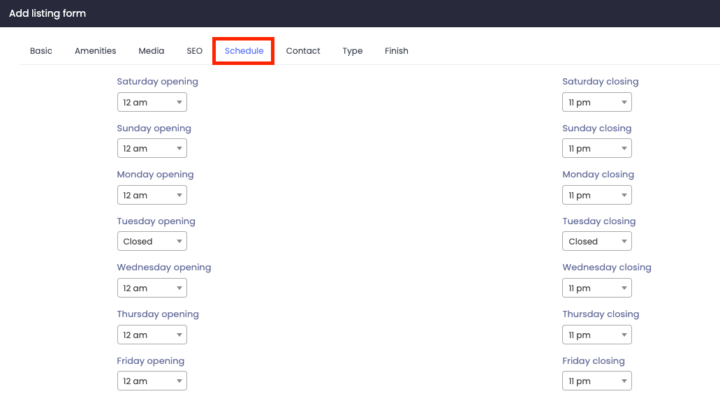 Atlas Customer Schedule Form