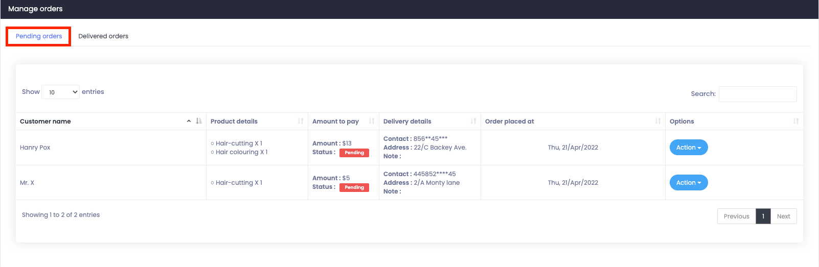 Atlas Customer Pending Orders 1