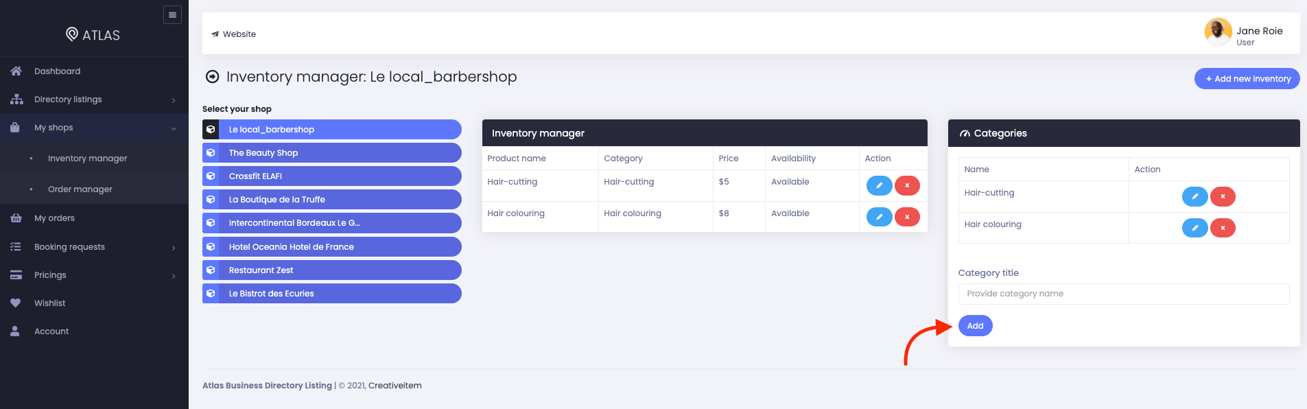 Atlas Customer Saving Inventory Category