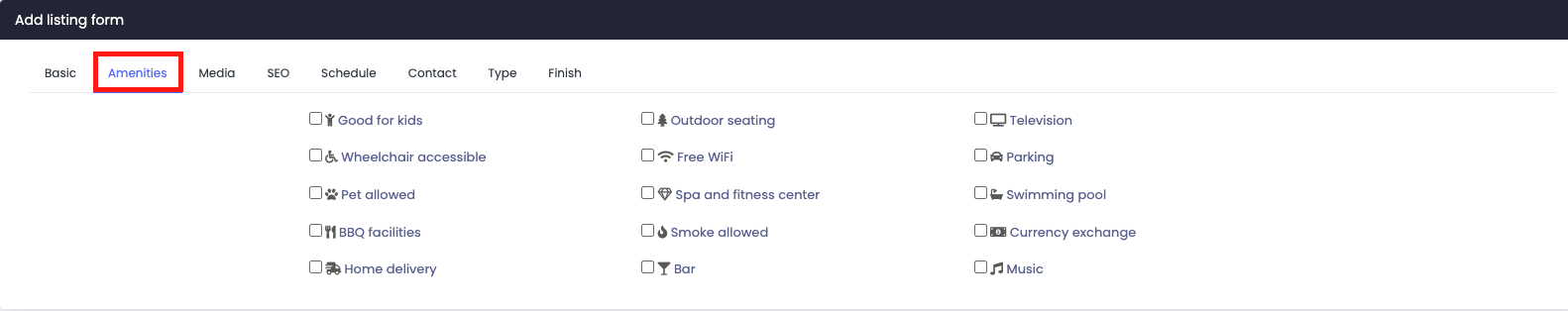 Atlas Amenities Form