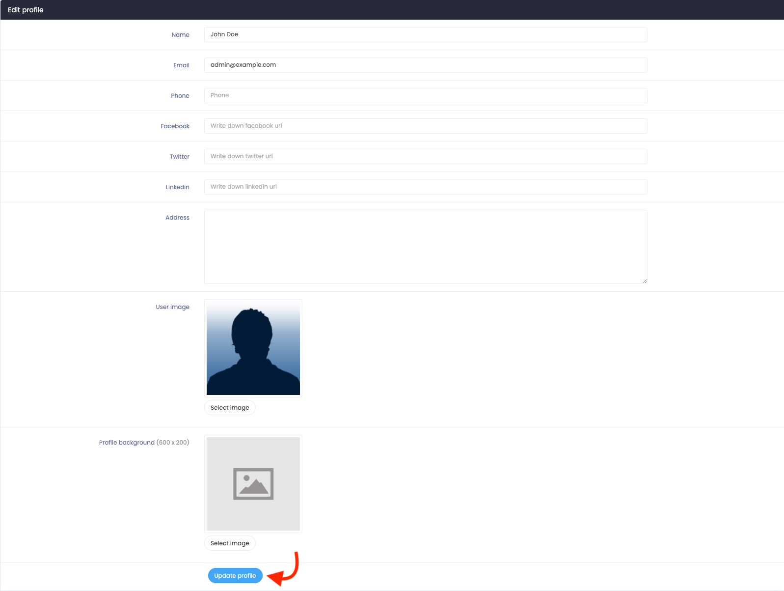 Atlas Updating Admin Profile