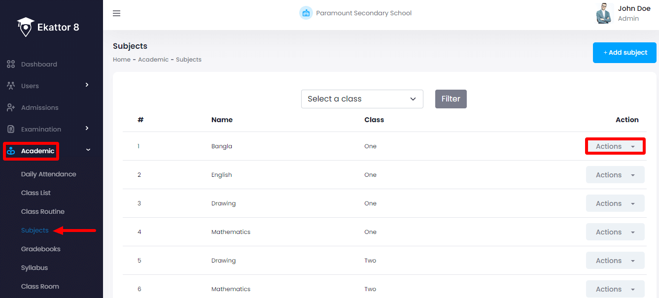 Ekattor 8 Managing Subject