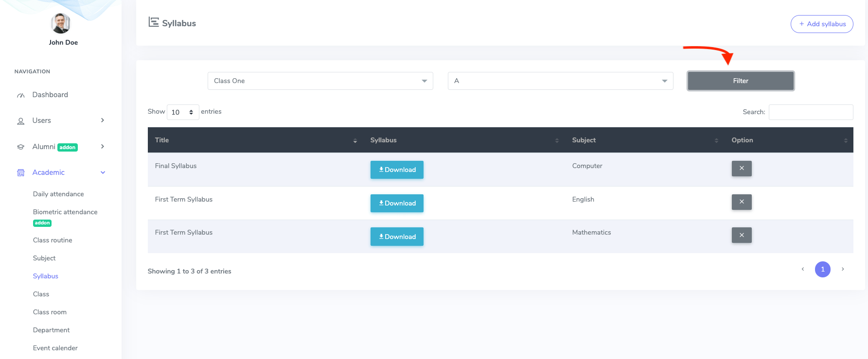 Filter Syllabus