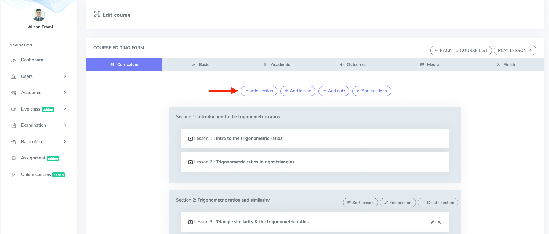 Updating Course Section Teacher