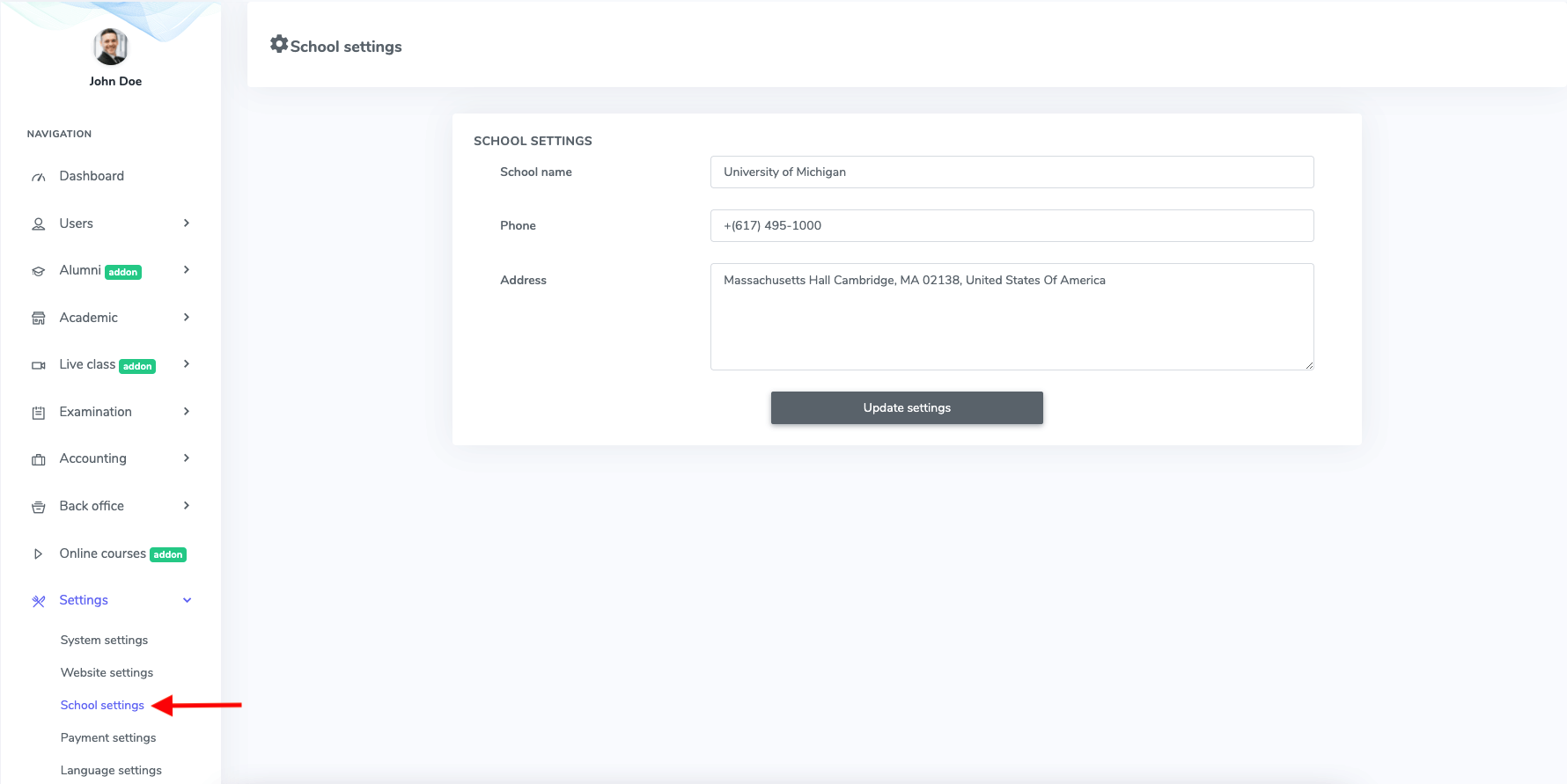 Introducing School Settings