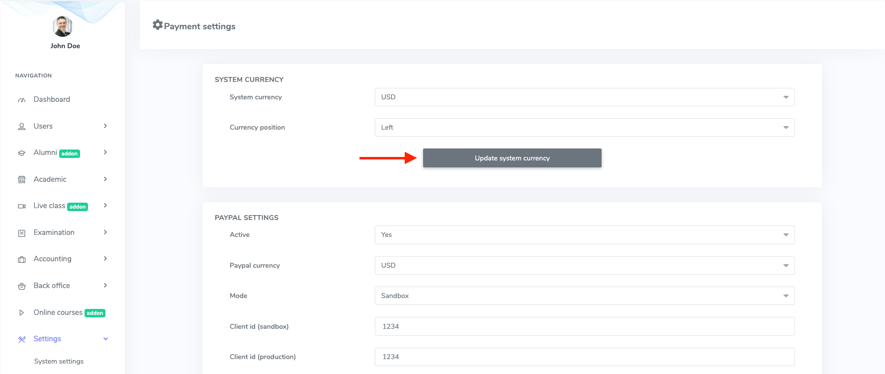 Updating System Currency