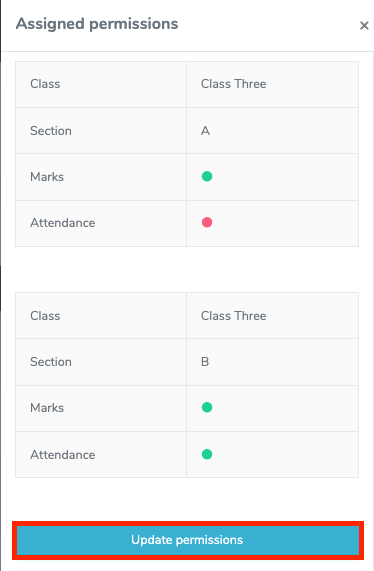 Updating Teacher Permission