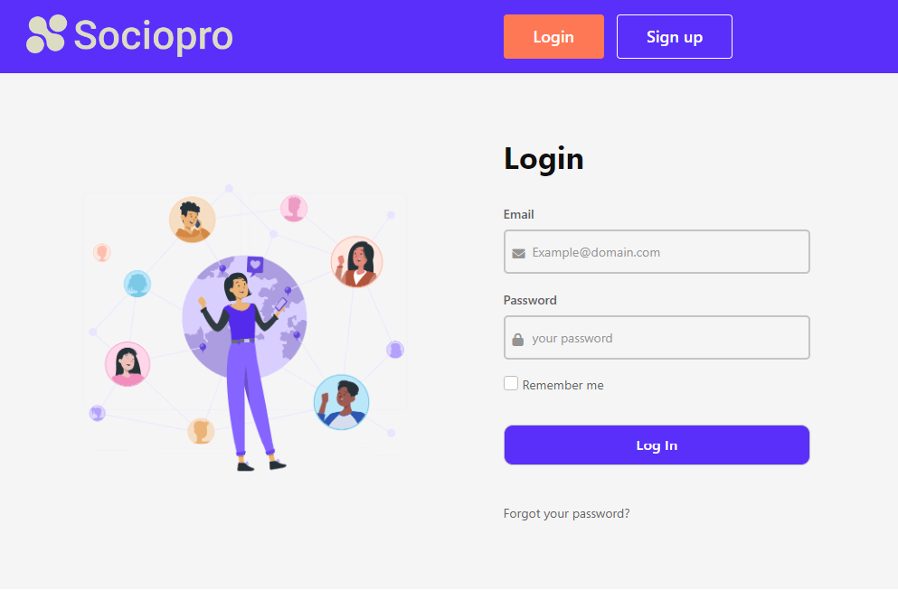 Sociopro Log In Page